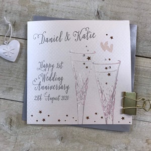 Tarjeta especial del 1er / 2o Aniversario - papel hecho a mano personalizado / tarjeta de algodón para pareja especial - hecho a mano (P19-8a) 3, 4, 5, 6, 7, 8, 9,