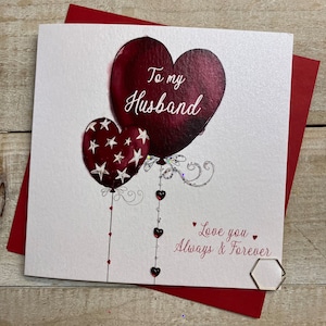 Aniversario - Tarjeta de San Valentín - Tarjeta de amor para esposa, esposo, pareja, novia, novio, prometido - Tarjeta de "Te amo" - Champán y regalos