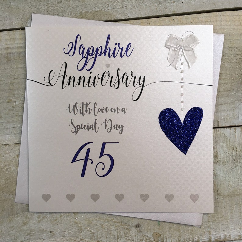 Sapphire 45th Anniversary Card for Grandparents Husband Wife Mum & Dad ...