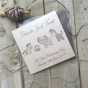 Bautizo personalizado, tarjeta de bautismo - Silver Toys Design PPS37 para hijo, hija, nieto, ahijado, nieta, ahijada, sobrina, sobrina