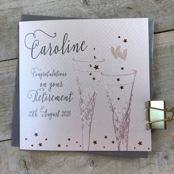 Personalised Retirement Card - Star, Flutes Coupé Glass - Leaving card, Retired card, Missing you card, Enjoy your time