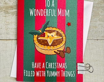 Mum, Dad, Daughter, Son, Brother, Sister, Husband, Wife, Niece, Nephew, Granny - Cute Character Christmas Card - Doodlebugs, cute food