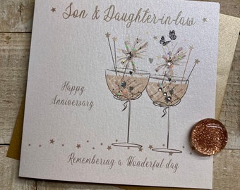 Son And Daughter In Law 15th Anniversary Card - To A Wonderful Son & Daughter In Law - 15 Years Together - Happy Crystal Anniversary - UK - View #4