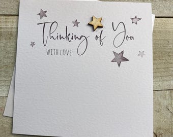 Denk aan je kaart - verlies van vader, verlies van moeder, medeleven Handgemaakte kaart - condoleancekaart - in liefdevolle herinnering aan kaart, ik denk aan jou