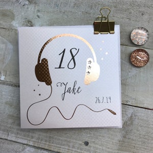 Casque en or personnalisé - P19-16 mélomane, fils, petit-fils, neveu, mari, filleul, mari, jazz, carte d'âge de la musique pop 13,16,18,21