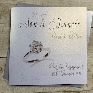 Personalised Son & Fiancée Engagement Card Engagement Ring Design Daughter, Granddaughter, Grandson, Sister, Brother, Goddaughter, Godson, image 1