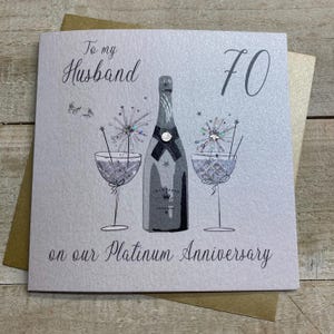 Cartão Platinum 70º aniversário para bisavós, marido, esposa, mãe e pai, mãe e pai, irmã, irmão, avós