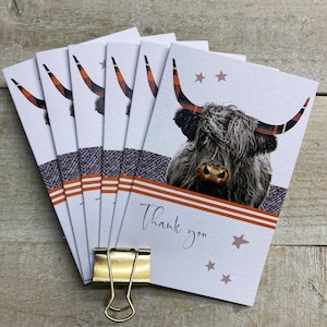 Vaca das Terras Altas, Puffin, Westie, cão Scottie, Stag Cartões de nota para amigos - pequenos cartões - pacote de mini notas de agradecimento escocesas, MEIAS, carteiras