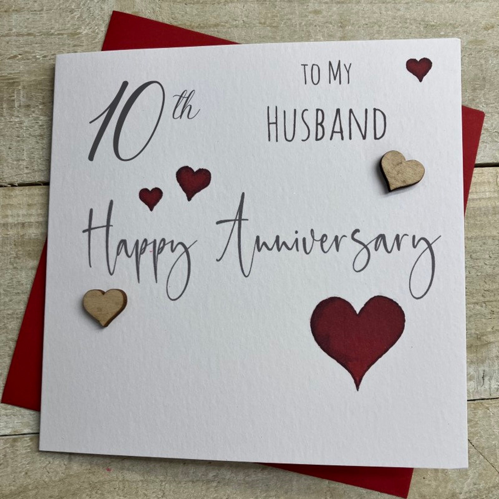 10th Tin Anniversary Card - for Wife, Husband, Mum & Dad, Special ...