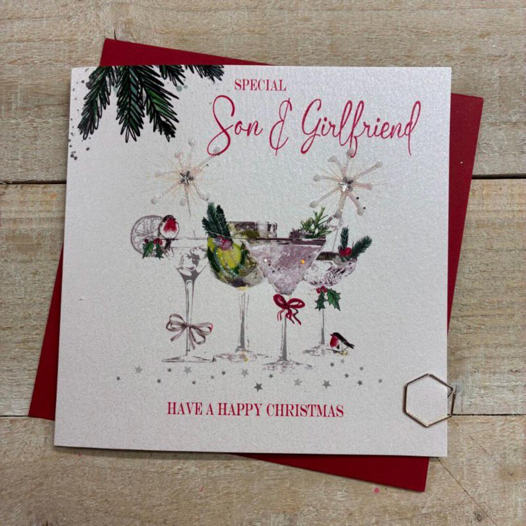 WHITE COTTON CARDS Weihnachtskarte Für Tochter & Schwiegersohn – Handgemacht, 16x16 Cm, Mit Strass