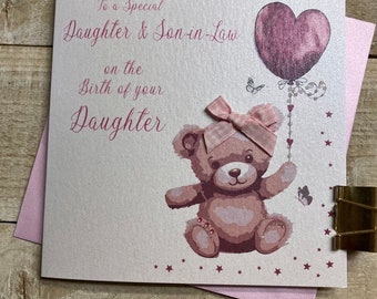 Daughter & son in law - Son + Daughter in law - New Son / New Daughter - New baby Bear design Pink Blue  B249/B248