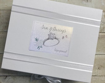 Personalised Engagement Keepsake Box & Photo Album - Ring or Hearts Design PL24 or PL66-E, memories of engagement - special keepsakes box