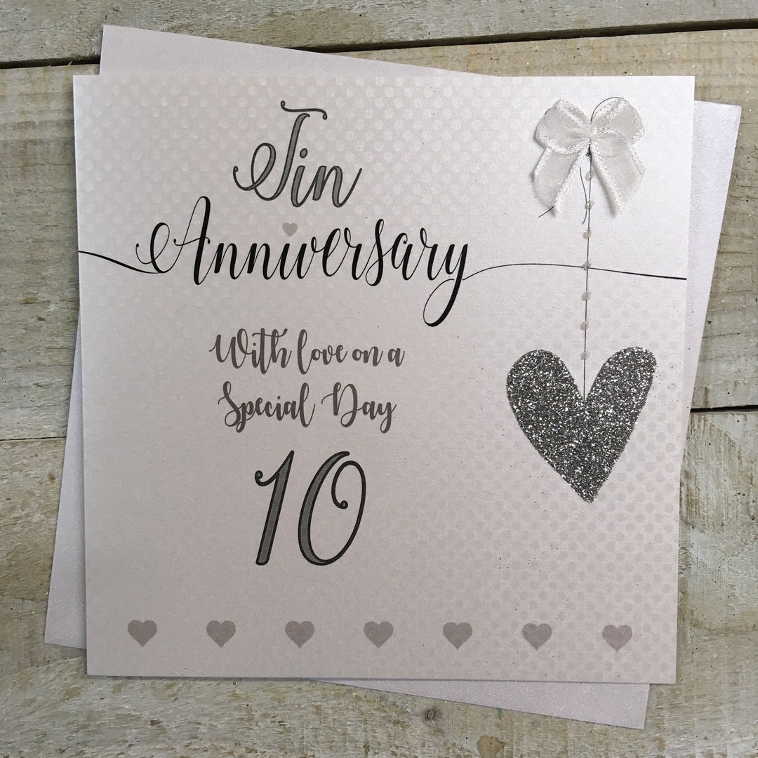 Tin 10th Anniversary Card Heart Design LLA10 Husband Wife - Etsy UK