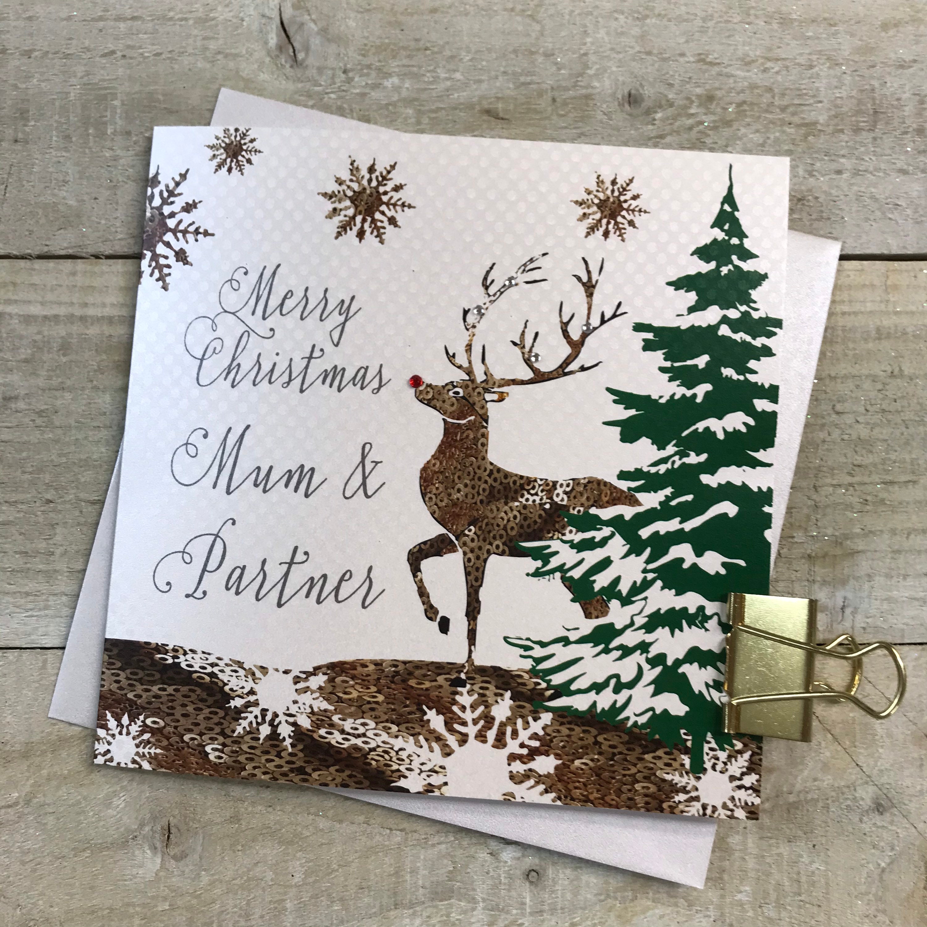 UK Greetings Weihnachtskarte Für Partner – Mit Mondschein-Baum Design, Gold/silber Akzenten, 14,9x22,9 Cm