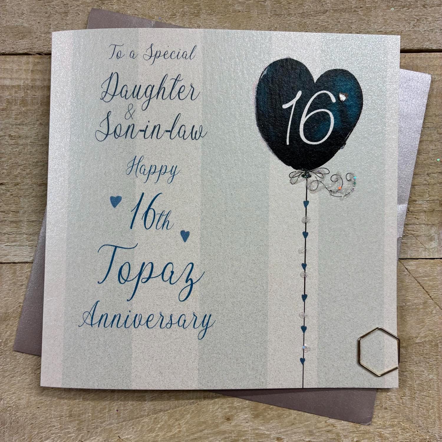 16th Topaz Anniversary Card - for Wife, Husband, Mum & Dad