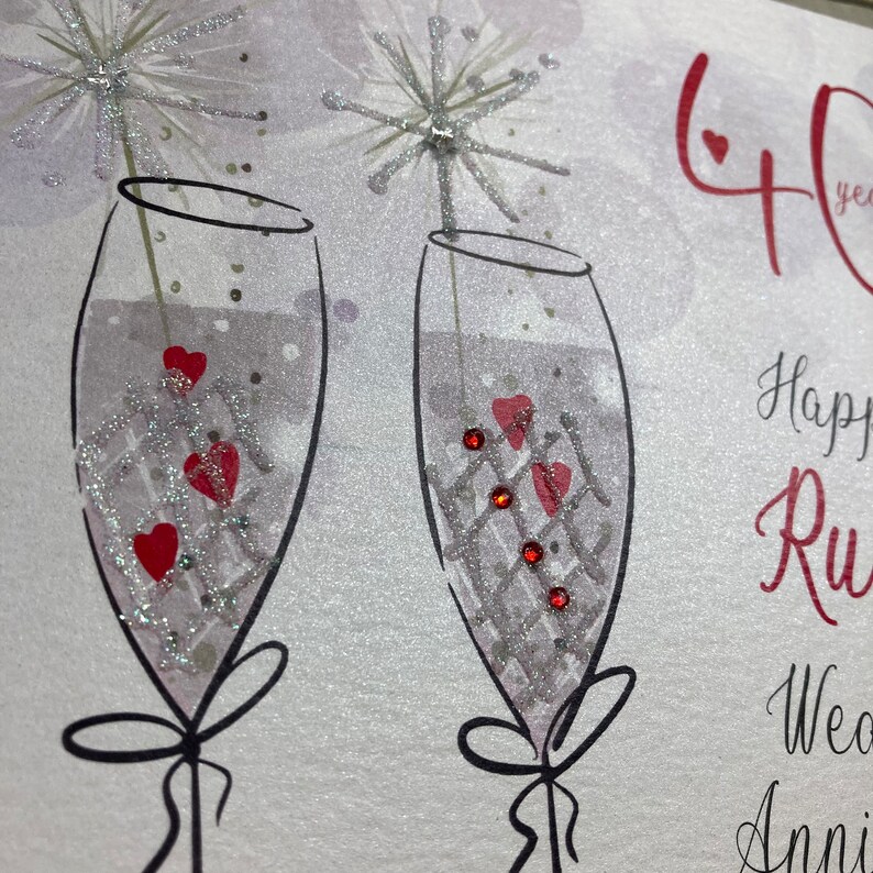 40th Ruby Anniversary Handmade Card - Flutes Design Special Friends ...