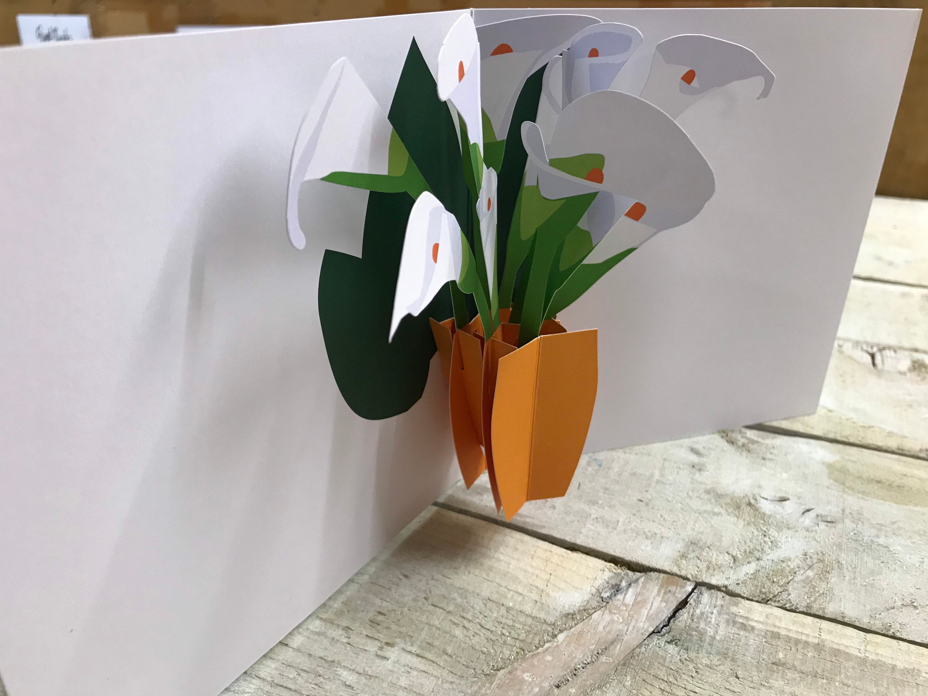 Pop up Card - White Lilies in a Vase Design by 2totango, White Flowers ...