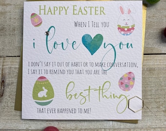 Love you card, Happy Valentine,Easter - Love card for wife husband partner girlfriend boyfriend fiance - I love you card - Just because card
