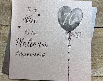 Platinum 70th Anniversary Card for great grandparents, husband, wife, mum & dad, mom and dad, Sister, Brother, Grandparents