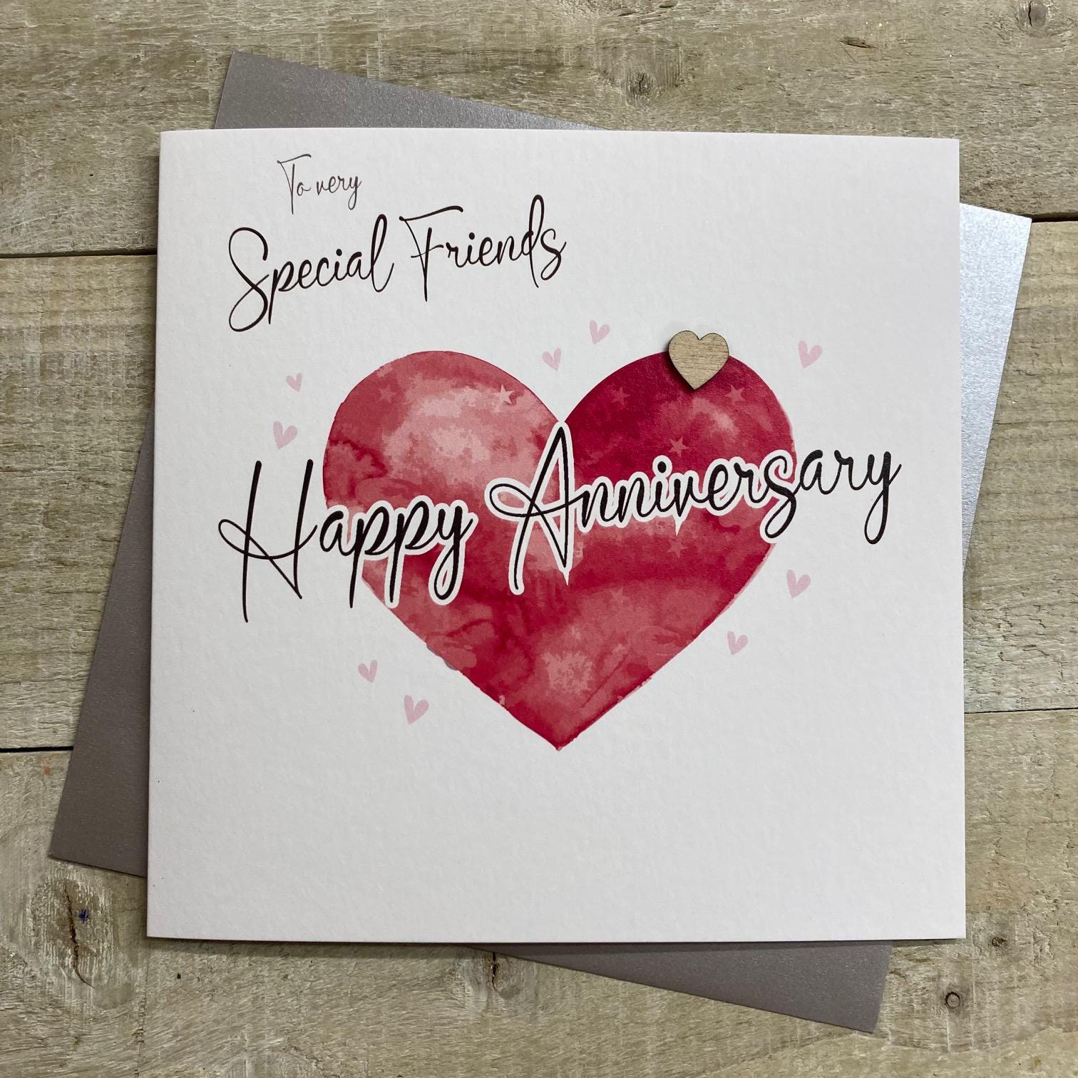 IC&G Biglietto Di Auguri Per Anniversario Per Marito | Design Con Cuore E Champagne | Formato 272x178 Mm Con Busta - 2