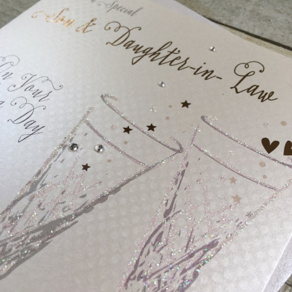 Biglietto Di Auguri Per Anniversario A Figlia E Genero - "Words To Cherish" Con Finiture Preziose