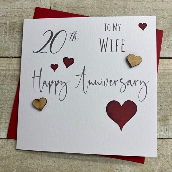 20th Wedding Anniversary Plaque Gift For Husband Wife - 20 Years Together - Happy China Anniversary Wooden Heart For Women Men Partner, Light Wood Sign Keepsake Gifts - View #2