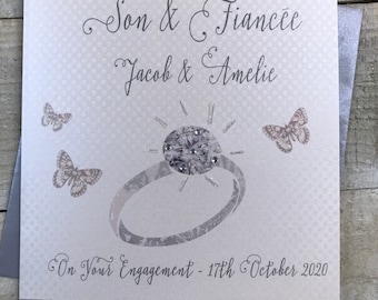 Personalised Son & Fiancée Engagement Card / Daughter Fiancé Card - Special Engagement, Brother, Sister, Niece, Nephew Goddaughter