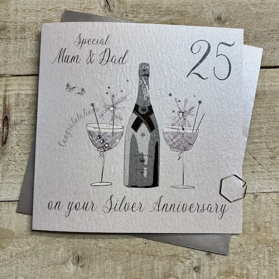 Carte De 25e Anniversaire De Mariage Pour Homme Et Femme - Champagne