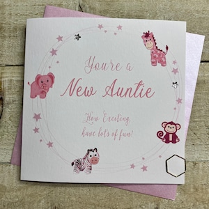 You're a New Auntie & Uncle Handgemaakte kaart - nieuwe babykaart - gefeliciteerd - nieuwe tante, nieuwe oom, speelgoed- of teddykaart
