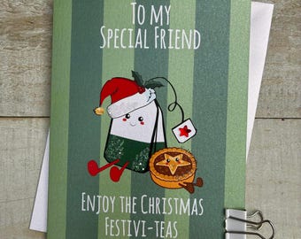 Special Friend, to special Friends, All the Family, Both of You, Special Couple - Cute Character Christmas Card - Doodlebugs, cute food