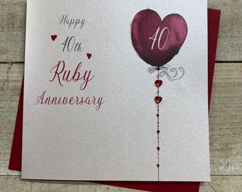 Tarjeta hecha a mano del 40.º aniversario de Ruby - Diseño de flautas para amigos especiales, mamá y papá, abuelos, abuela, nana, abuela