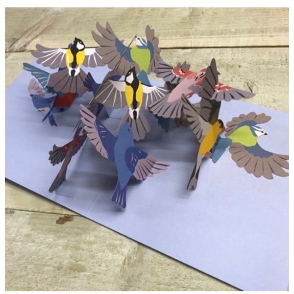 Carte pop-up - Oiseaux violets volants par 2ToTango