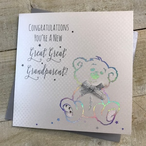 Nueva tarjeta de bisabuelo / Abuelos - Nueva tarjeta de bisnieto hecha a mano para abuelos - Felicitaciones de plata