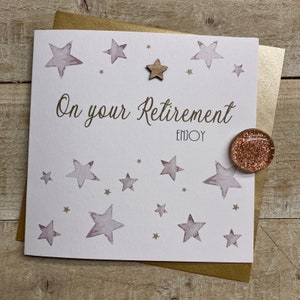 Carte faite main de retraite - Étoile, flûtes coupées en verre - Carte de départ, Carte de retraité, Carte dont vous manquez, Profitez de votre temps