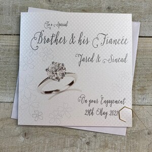 Biglietto d'auguri per fratello e fidanzato o sorella e fidanzato - Design dell'anello di fidanzamento, biglietto fatto a mano personalizzato per figlio, figlia, nipote, nipote