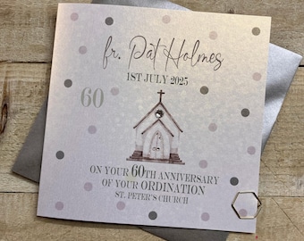 Personalised Ordination Handmade card - church - Anniversary of ordination, new priest, ordaining someone in holy orders