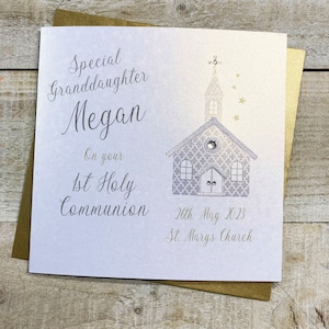 Confirmation / 1ère Sainte Première Communion Carte personnalisée - fils, fille, petit-fils, filleul, petite-fille, filleule, nièce