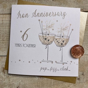 Cartão de 6º Aniversário de Ferro - Para esposa, marido, mãe e pai, amigos especiais, filho, cartão feito à mão para filha