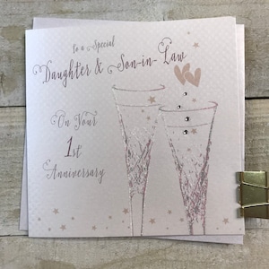 Tochter & Schwiegersohn oder Schwiegersohn und Schwiegertochter Jubiläum Champagner Flöten 1st Paper oder 2 3 4 5 6 7 8 9