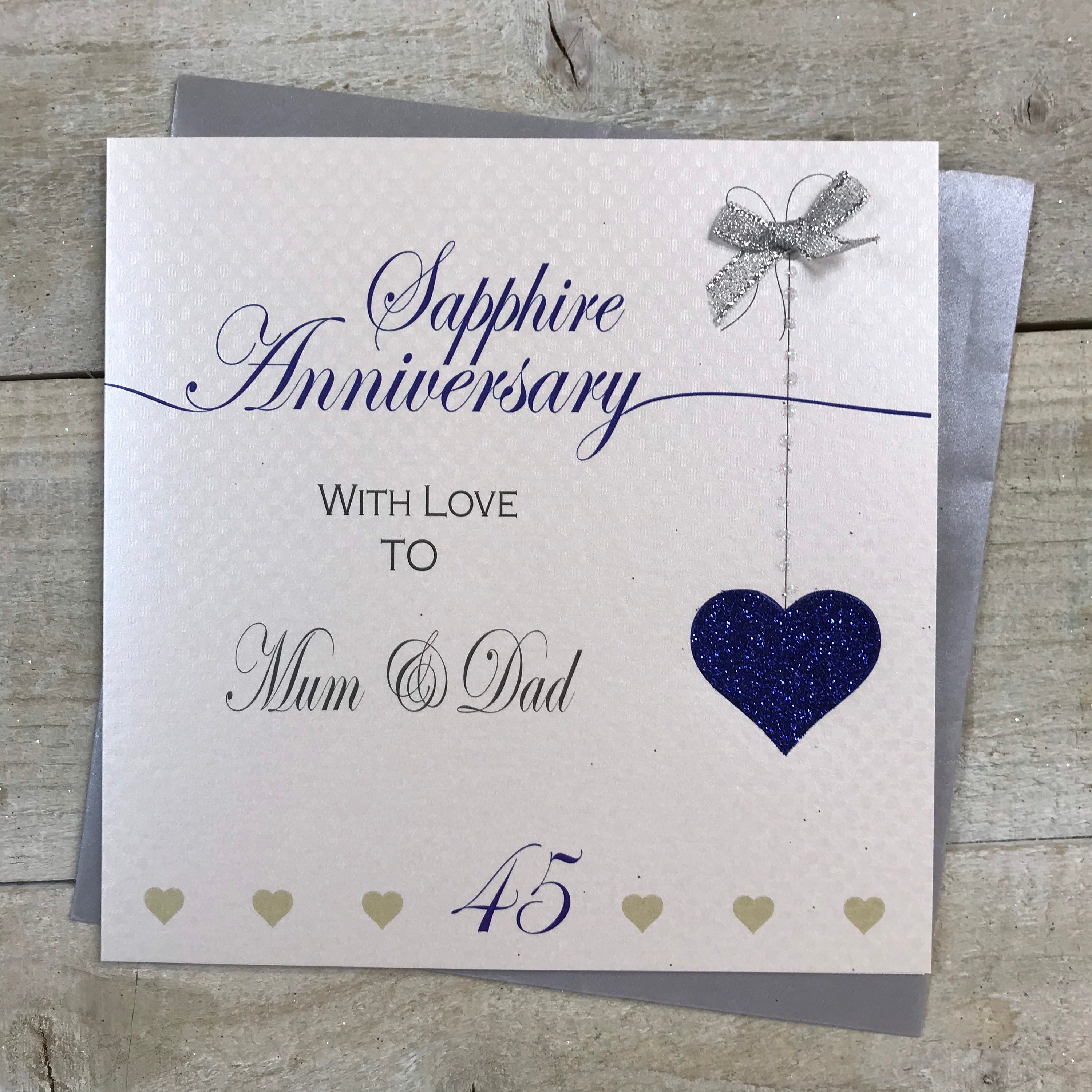 Sapphire 45th Anniversary Card for Grandparents Husband Wife Mum & Dad ...
