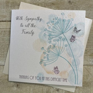Tarjeta de simpatía para toda la familia: pérdida de esposo, mamá, papá, tarjeta de diente de león de simpatía: en memoria de: tarjeta de condolencia, pensando en todos ustedes