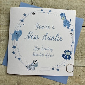 You're a New Auntie & Onkel Handmade Karte - Glückwunschkarte zum Baby - Tante Tante Karte - Pink oder Blau