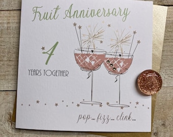 Cartão de aniversário de 4ª fruta/flores - Para esposa, marido, mãe e pai, amigos especiais, filho ou filha cartão feito à mão