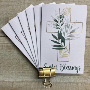 Bendiciones de Pascua / Tarjeta religiosa - huevos, cruz, crucifijo - Tarjeta, Monedero, Tarjetas de notas, paquete de 6 mini tarjetas, alta calidad, hechas a mano