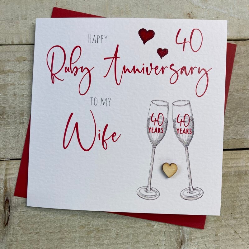 40th Ruby Anniversary Card - for Wife, Husband, Mum & Dad, Special ...