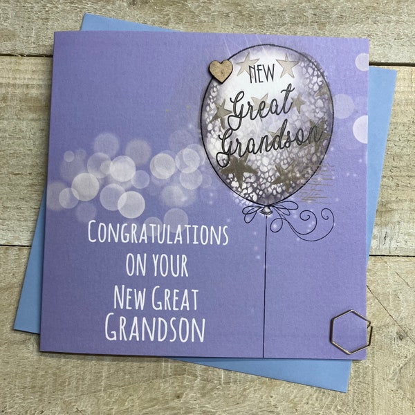 New grandson, new granddaughter - GREAT Grandchild handmade card - Pink or Blue Toys, Bunny, Balloons