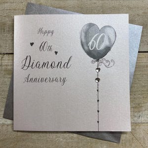 ダイヤモンド60周年記念手作りカード - フルートまたはハートのデザイン