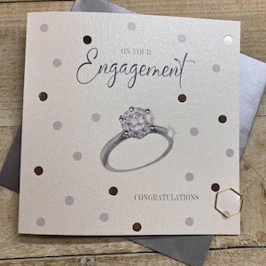 Handgemaakte verlovingskaart voor speciaal stel, dochter, zoon, speciale vrienden, glitter met diamanten