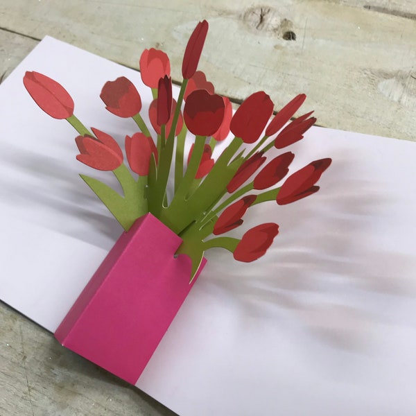 Pop up card - Red Tulips in a vase design by 2ToTango