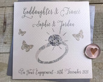 Personalised Goddaughter & Fiance Engagement Card / Godson Fiancee Card - Special Engagement, Brother, Sister, Niece, Nephew, Daughter, Son